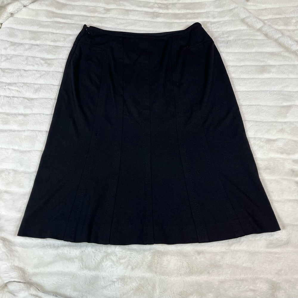 Ann Taylor 4 Black Fall Winter Workwear Office A Line Preppy Skirt NYC Minimal